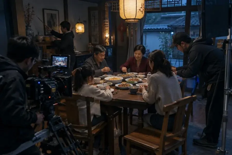 《屋檐之下》家庭戏幕后:一桌饭拍了八条 花絮图 《屋檐之下》家庭戏幕后:一桌饭拍了八条 幕后花絮截图